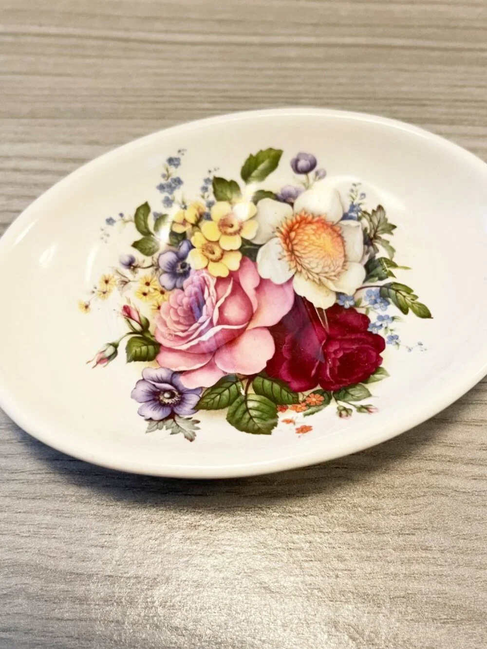 Crownford Floral Soap Dish Made in England Vintage Cottagecore Roses Garden